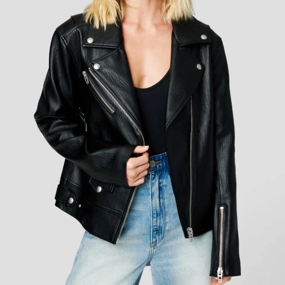 Like New Blank NYC Open Secret Faux Leather Moto Jacket Black Size Small - Picture 1 of 12